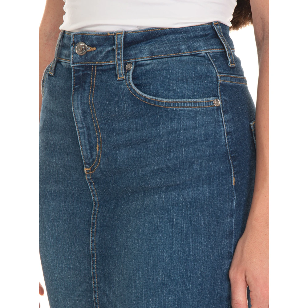 Liu Jo Hoge Taille Jeans Rok met Achtersplit Blue Dames