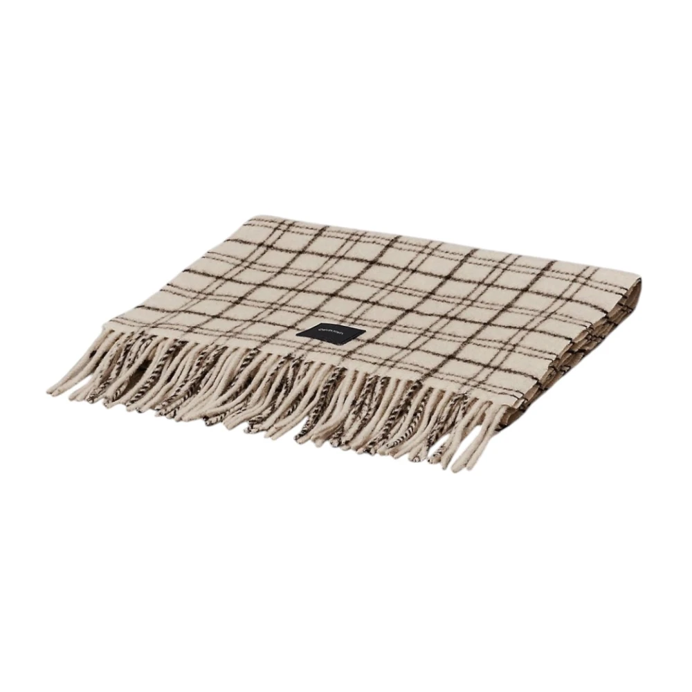 Calvin Klein Geruit Patroon Sjaal Machinewasbaar Stof Beige Heren