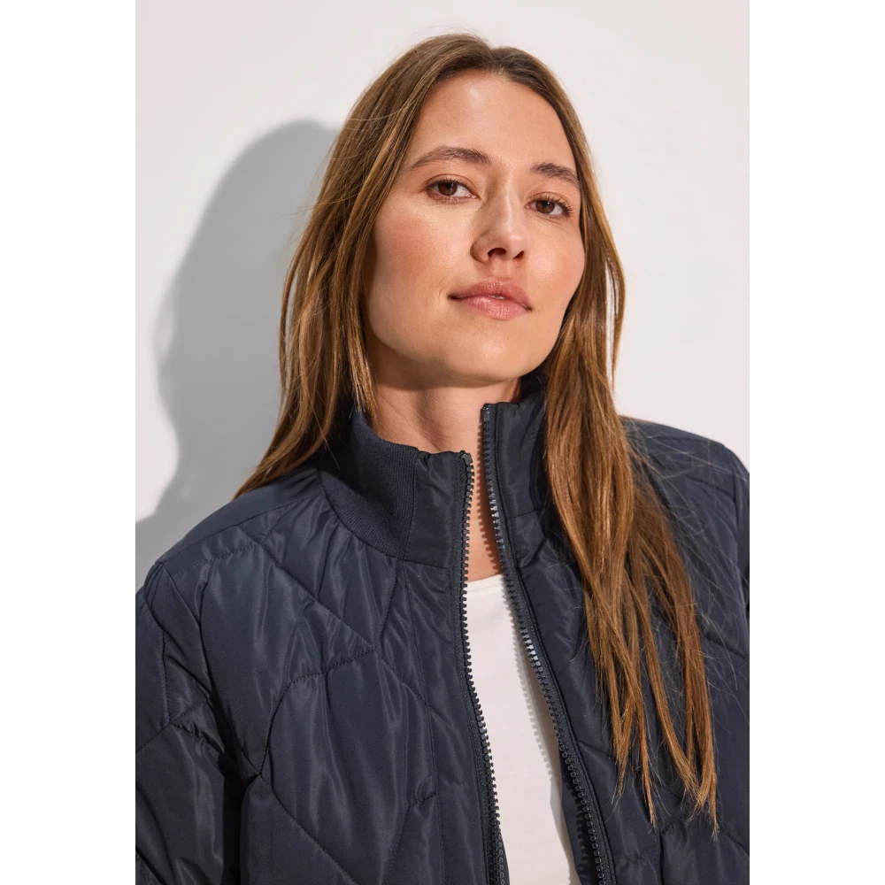 cecil Lange Blouson Jas met Opstaande Kraag Blue Dames