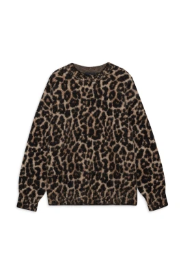 Leopard Print Crew Neck Sweater
