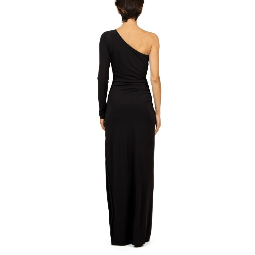 Amen Zwarte Lange Jurk met Sterapplicatie Black Dames