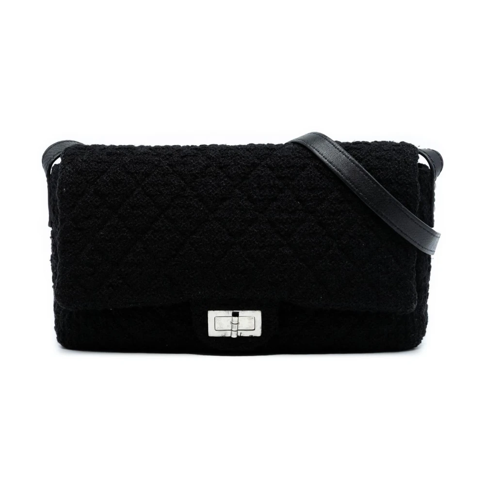 Chanel Vintage Women's Black Pre-Owned Flap Bag With Turn Lock Closure