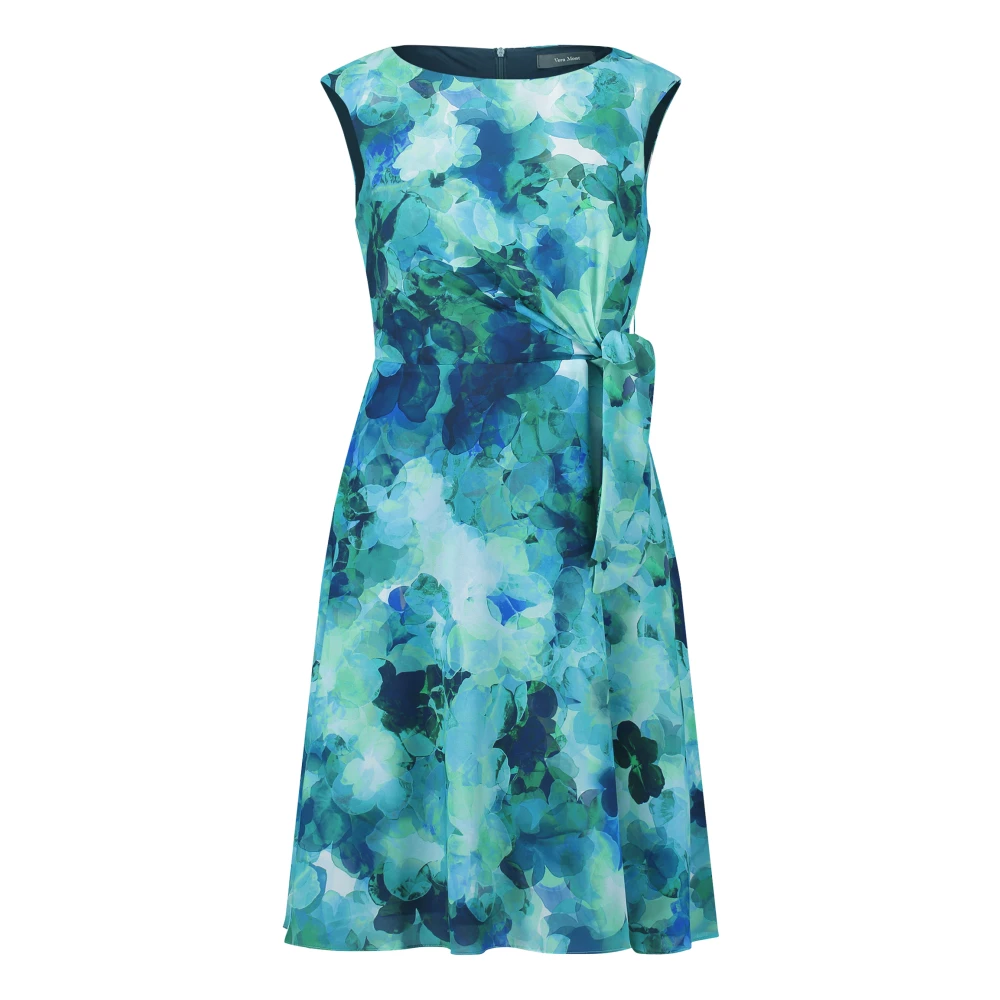 Vera Mont jurk met all over print en plooien groen blauw