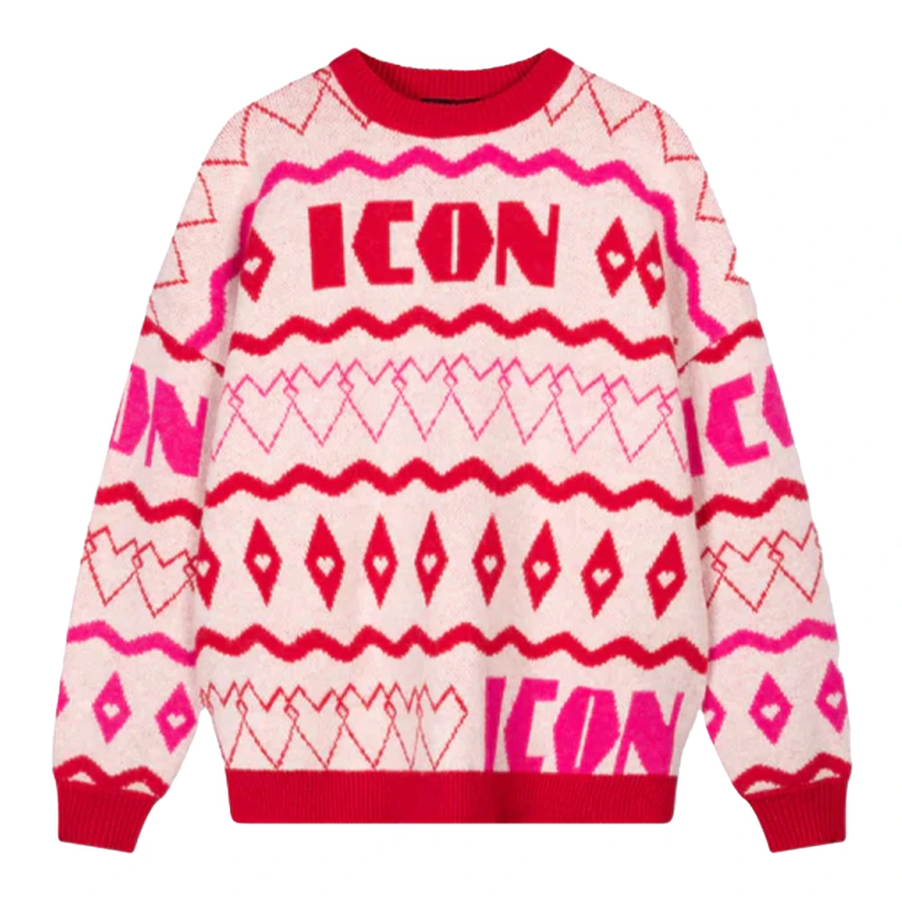 Refined Department sweater met all over print rood roze