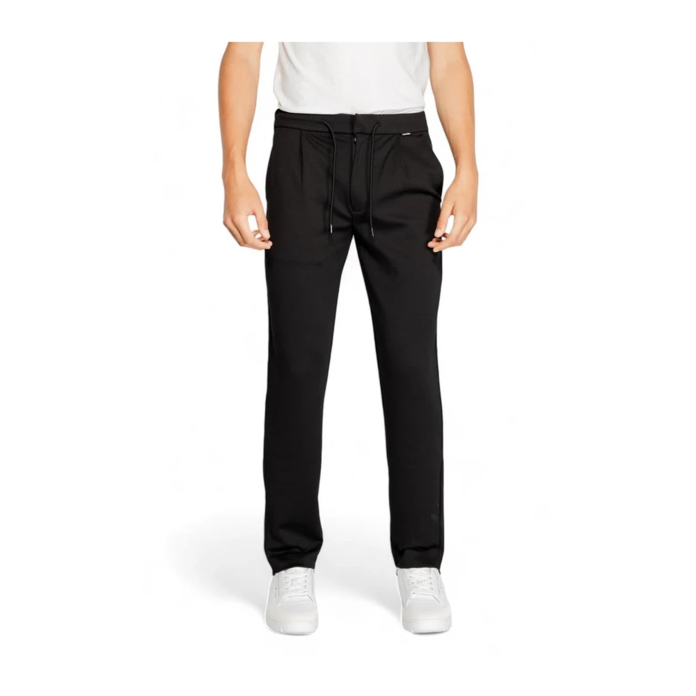Calvin Klein Zwarte Polyester Viscose Blend Broek Black Heren