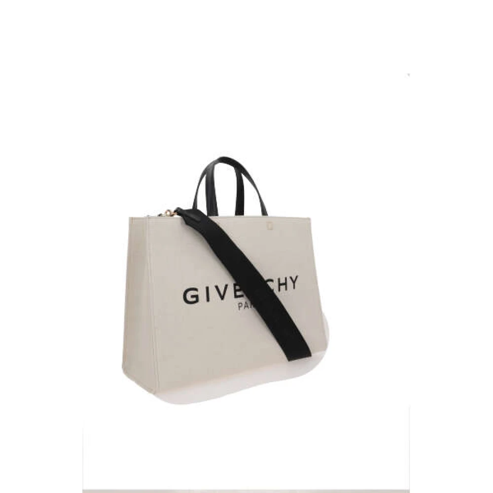 Givenchy Beige Canvas Tote Bag met Logo Print Beige Dames