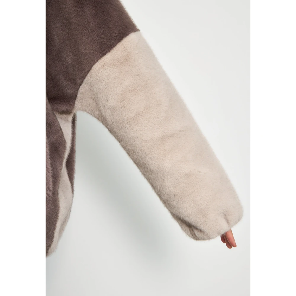 Cesare Gaspari Stijlvolle Hooded Nep Bontjas Reyna Bruin Brown Dames