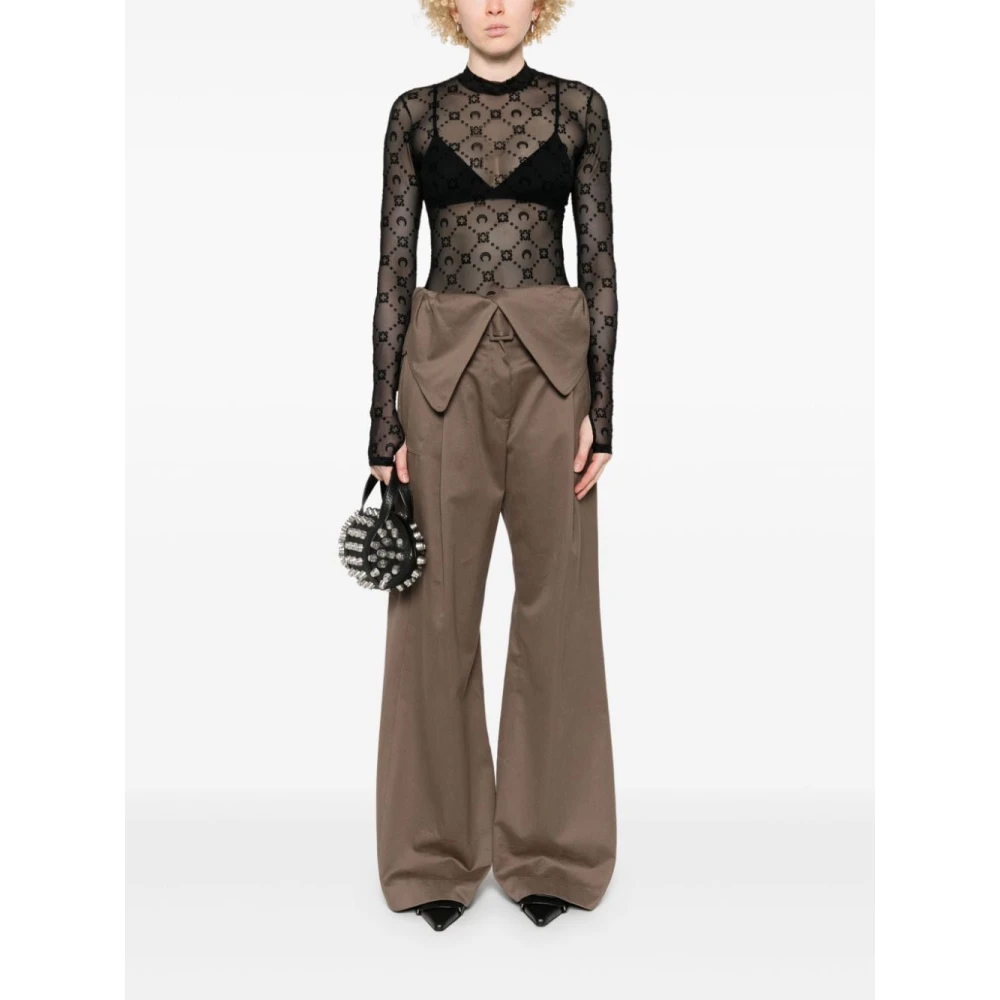 Marine Serre Zwarte Mesh Sheer Flocked Moonogram Sweater Black Dames