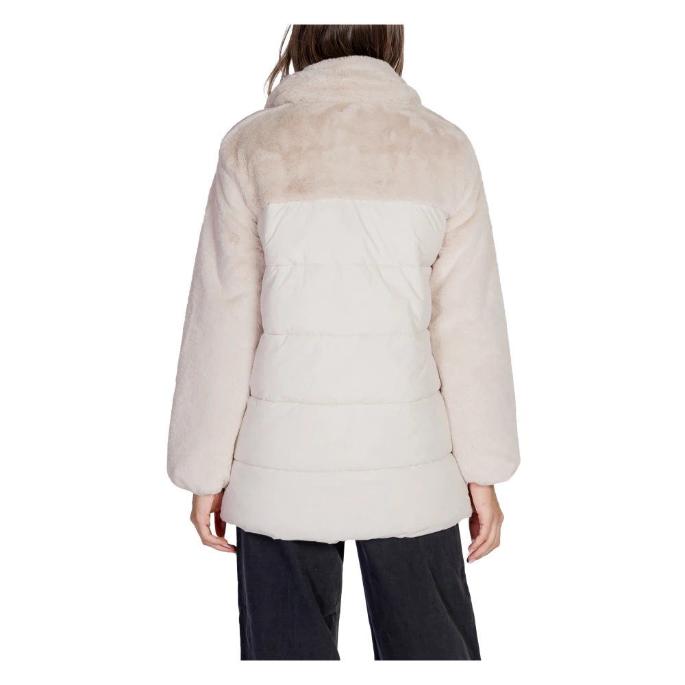 Only Bont Puffer Mix Jas voor Vrouwen Beige Dames