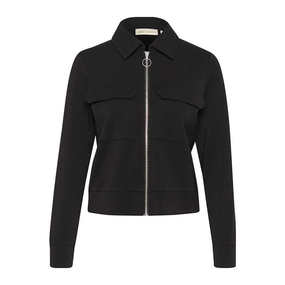 InWear Zwarte Cardigan met rits en zakken Black Dames