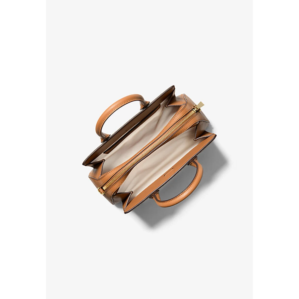 Michael Kors Gestructureerde Logo Print Schoudertas Brown Dames