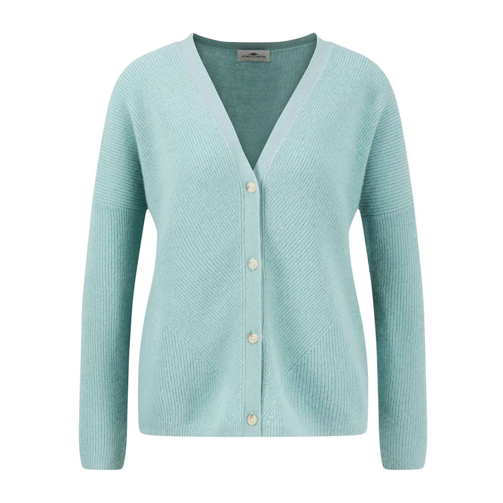 FYNCH-HATTON Kasjmier Ribgebreide Jas Blue Dames