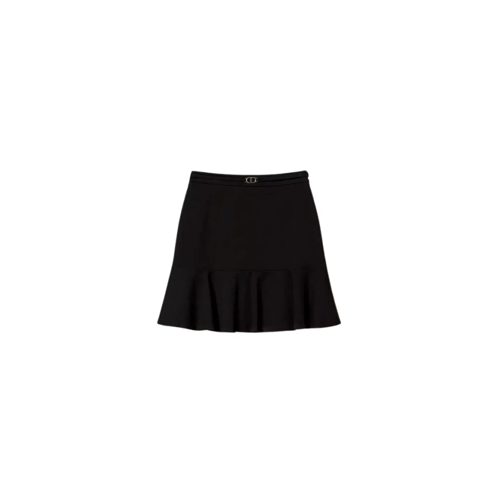 Twinset Zwarte Minirok met Ruche Black Dames