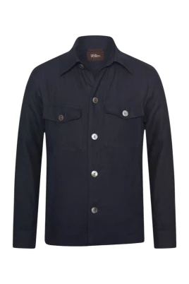 Marinblå Linneskjorta Regular Fit