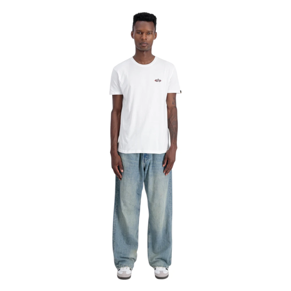 alpha industries Katoenen T-shirt Handtekening Puff Print White Heren