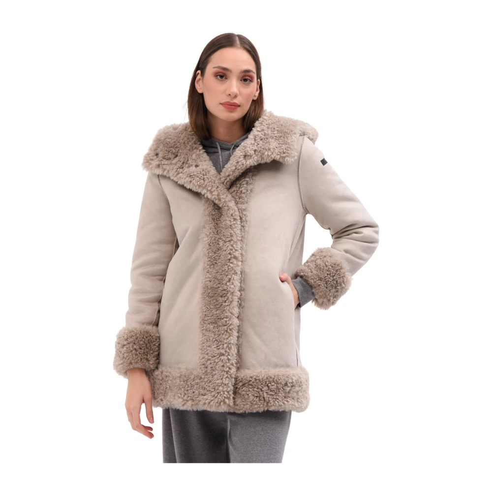 RRD Omkeerbare Faux Shearling Jas met Capuchon Gray Dames