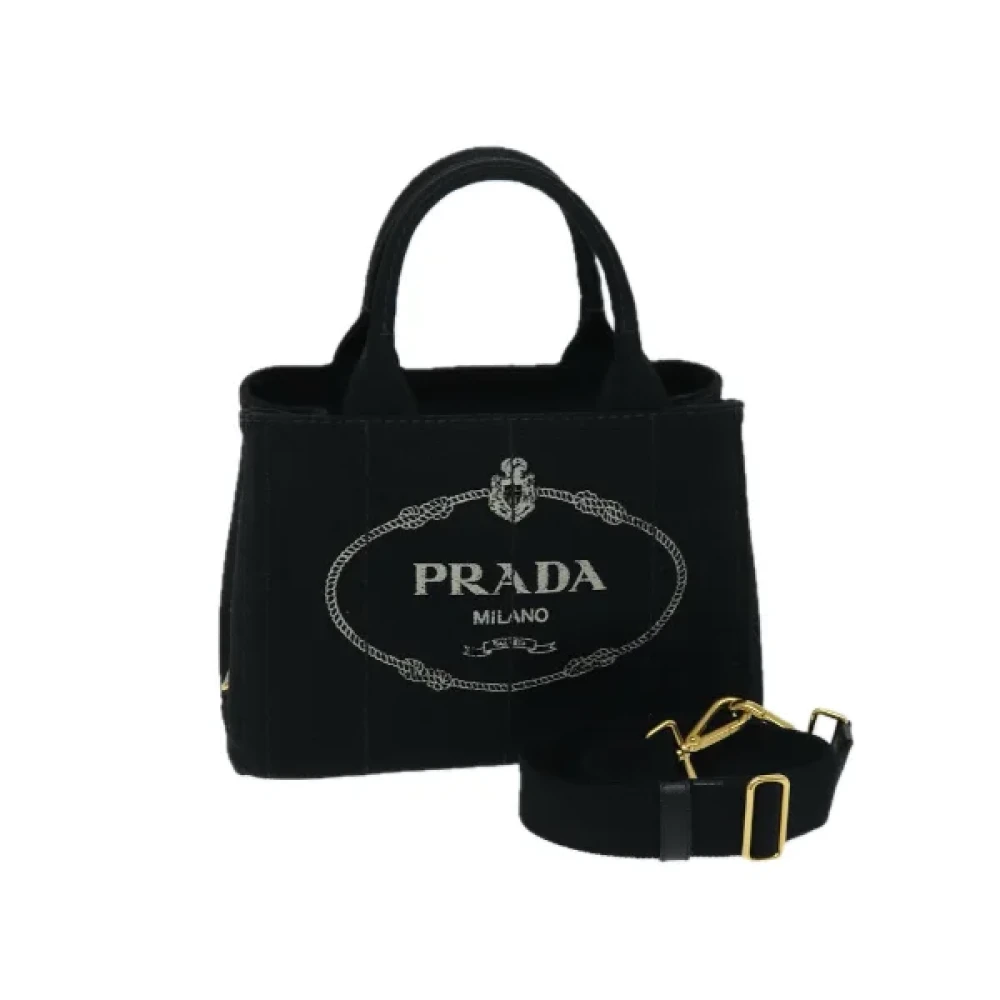 Prada Vintage Pre-owned Cotton prada-bags Black Dames