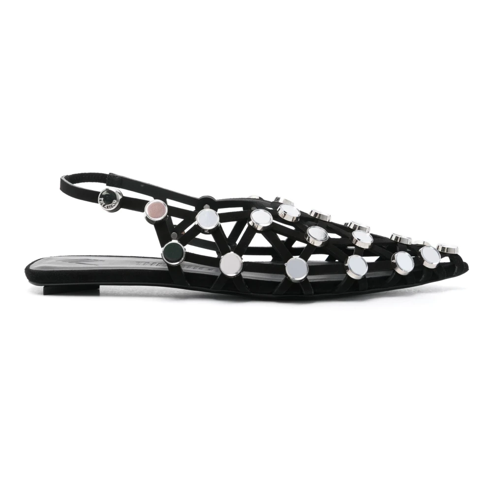 The Attico Svart Mocka Grid Ballerina Skor Black, Dam