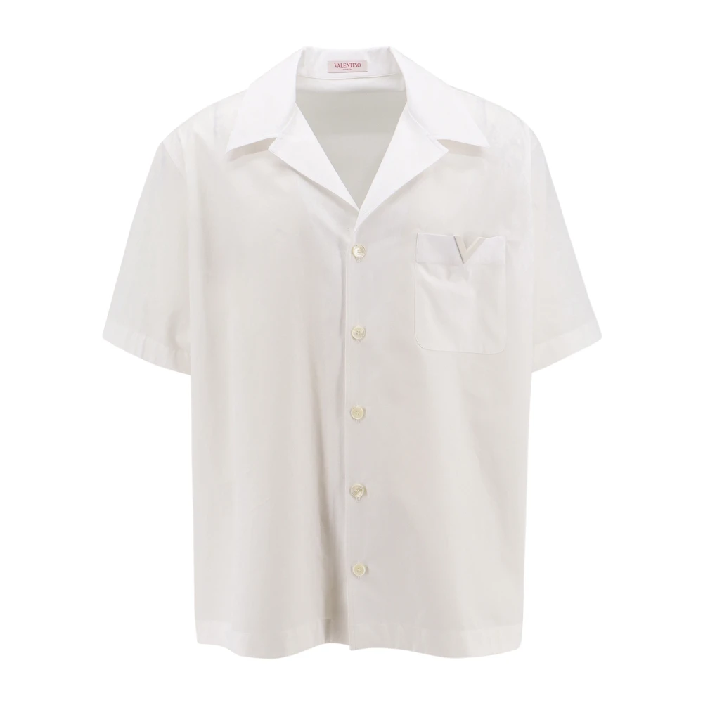 Valentino Katoenen shirt met V-detail White Heren