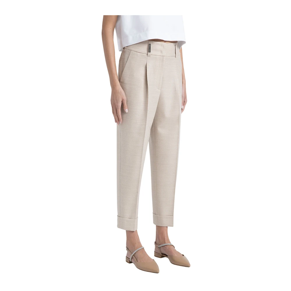 PESERICO Loro Piana jaspé comfort wollen stoffen broek Beige Dames