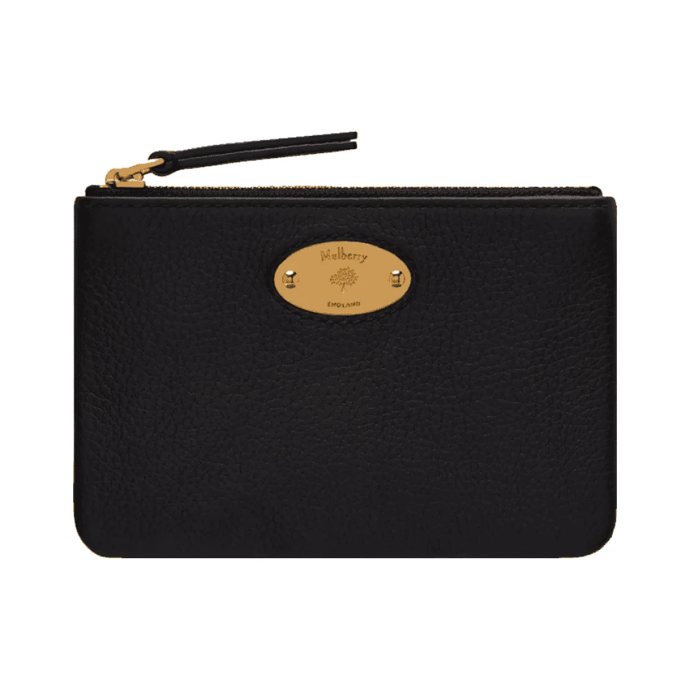 Mulberry Women's Black Clutches, One Size, Plaque Small Zip Coin Pouch