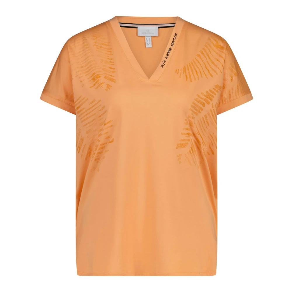 Sportalm Tryckt Valeriana Funktionell T-shirt V-ringning Orange, Dam