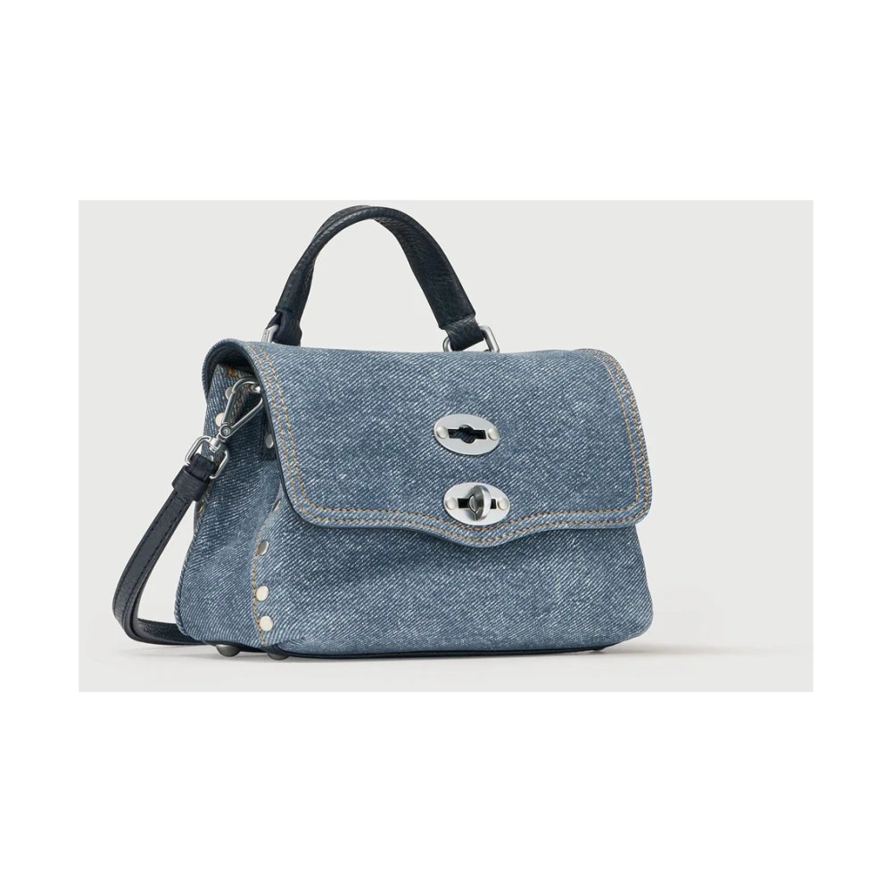 Zanellato Denim Schoudertas met Verstelbare Band Blue Dames