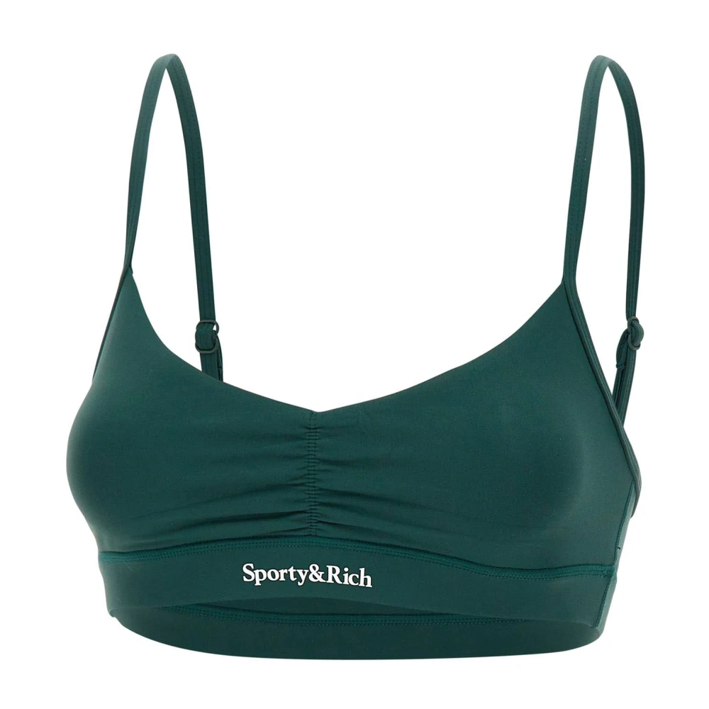 Sporty & Rich Green Serif Logo Mini Sports Bra - Female - Sports Bras - Xs - Sport