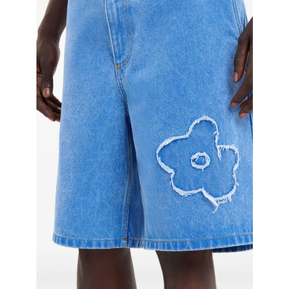 Marni Denim shorts met bloemenmotief Blue Heren