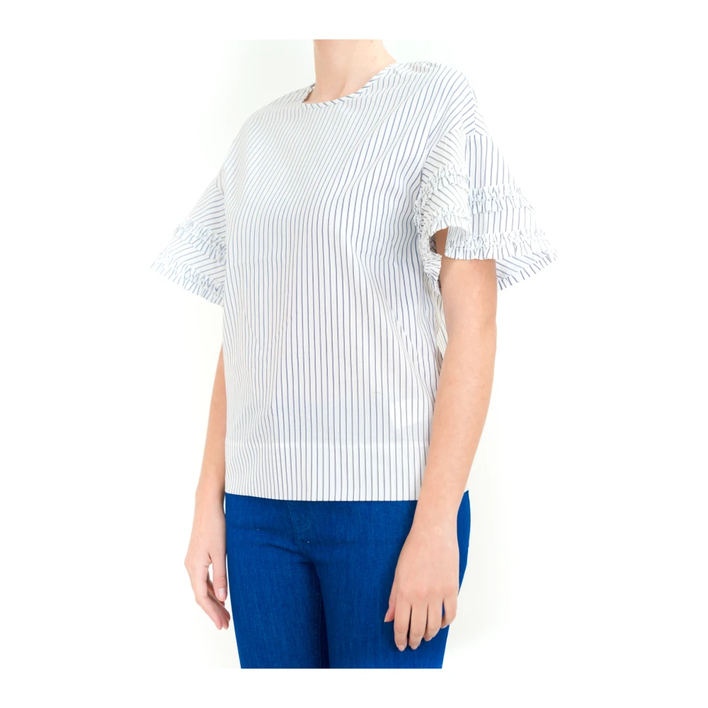 Victoria Beckham Witte Ruffle Top Blouse Shirt White Dames