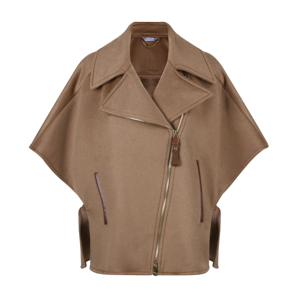 Max Mara Women's Brown Capes,, Biker Hood Cashmere Cape Medium