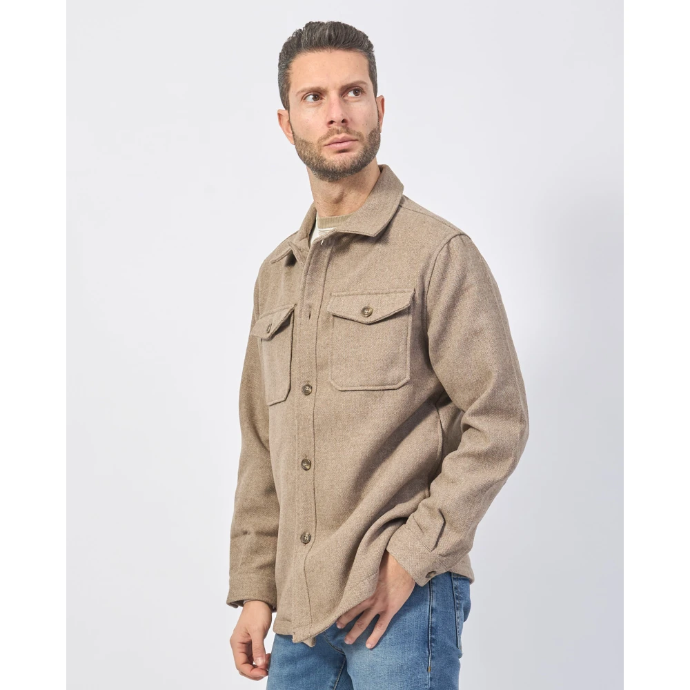 YES ZEE Heren oversized shirt van wolmix Beige Heren