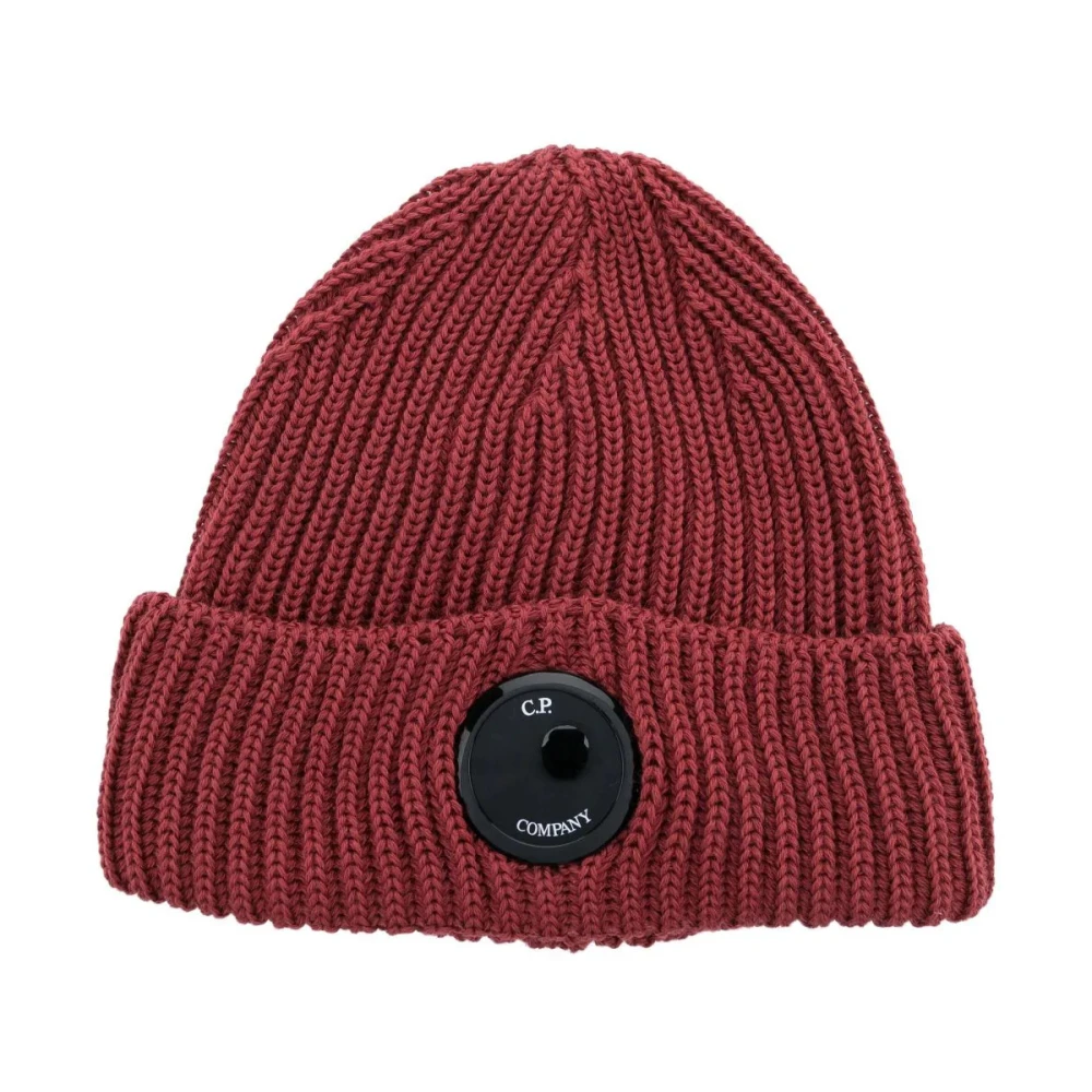 C.p. Company Men's Red Ribbed Beanie