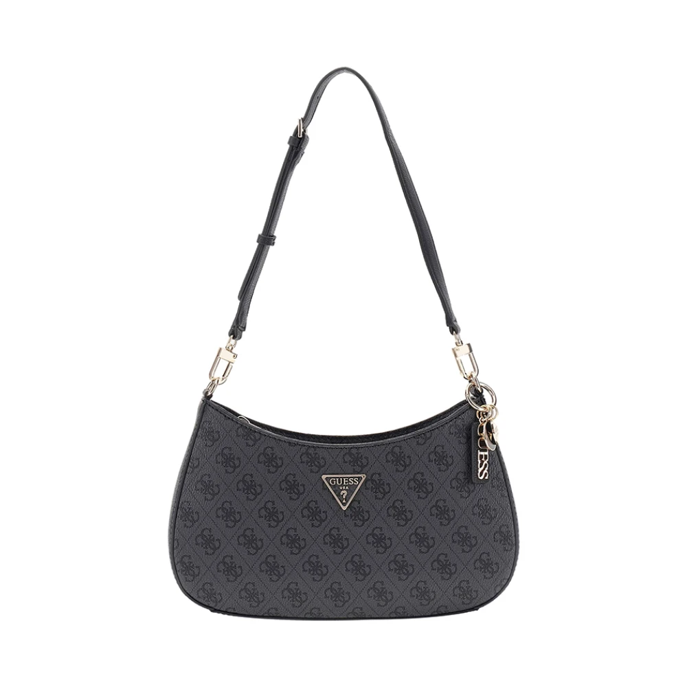 Guess Trendy Zwarte Leren Handtas met Gouden Details Gray Dames