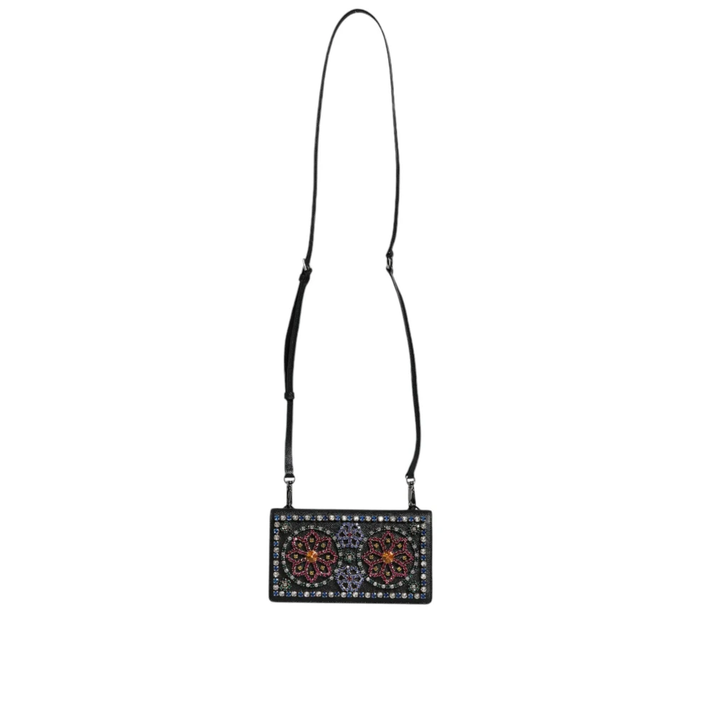 Dolce & Gabbana Kristal Strass Crossbody Clutch Tas Black Dames