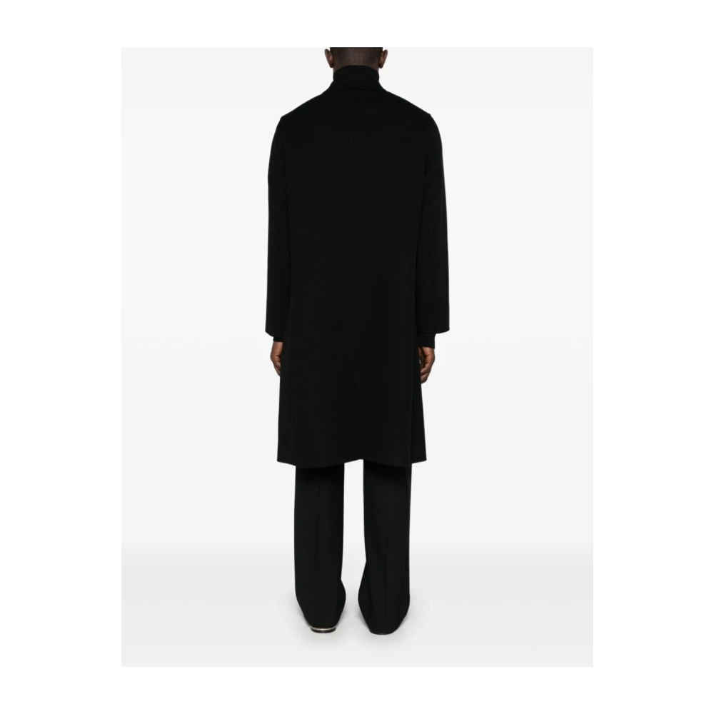 Lardini Zwarte Wollen Jas Black Heren