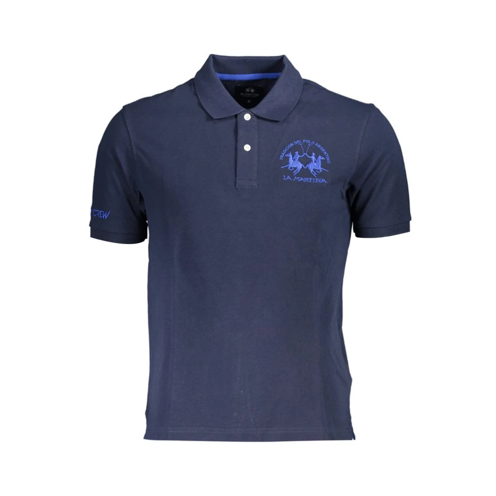 LA MARTINA Blauw Katoenen Heren Polo Shirt Blue Heren