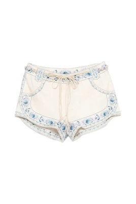 Shorts med broderi och dragsko
