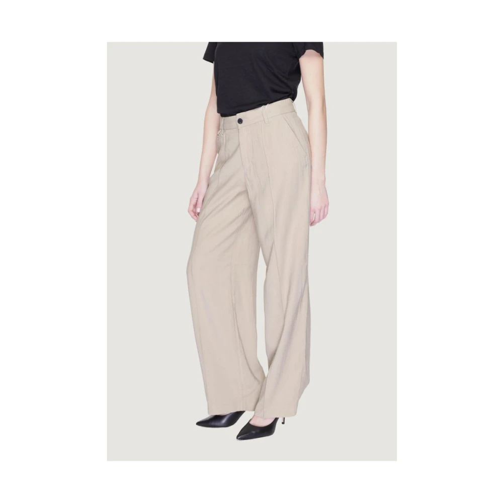 Only Beige Viscose Palazzo Broek Beige Dames