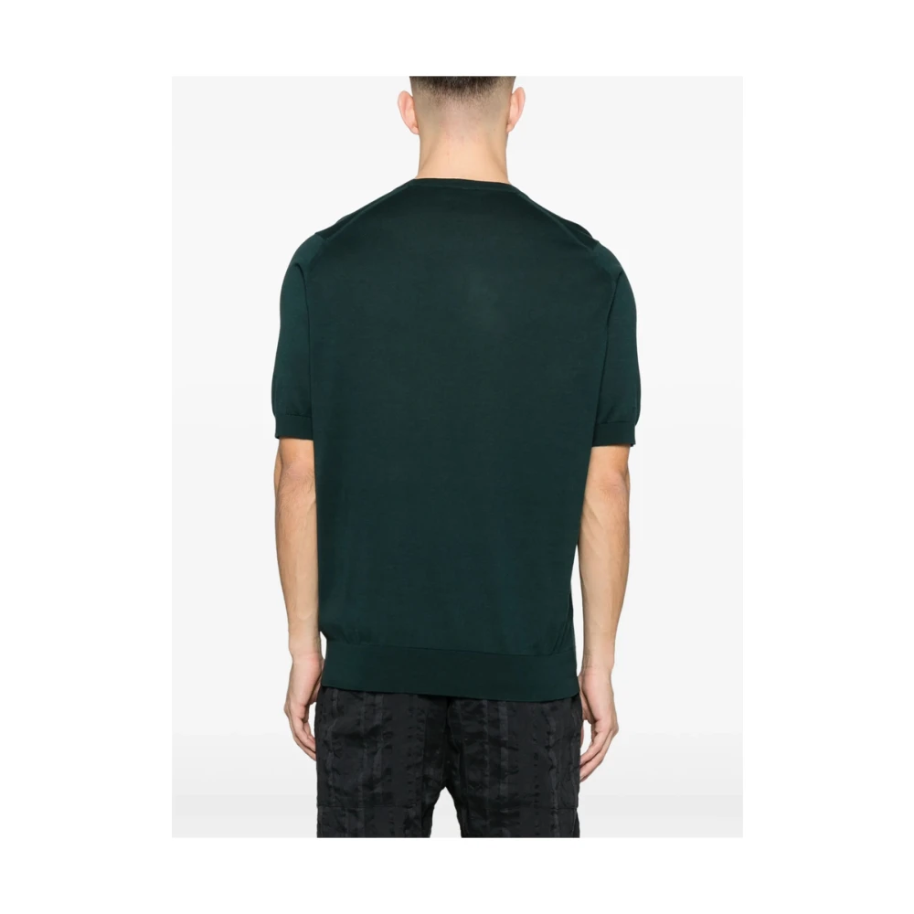 John Smedley Bosgroene Crew Neck T-shirt Green Heren