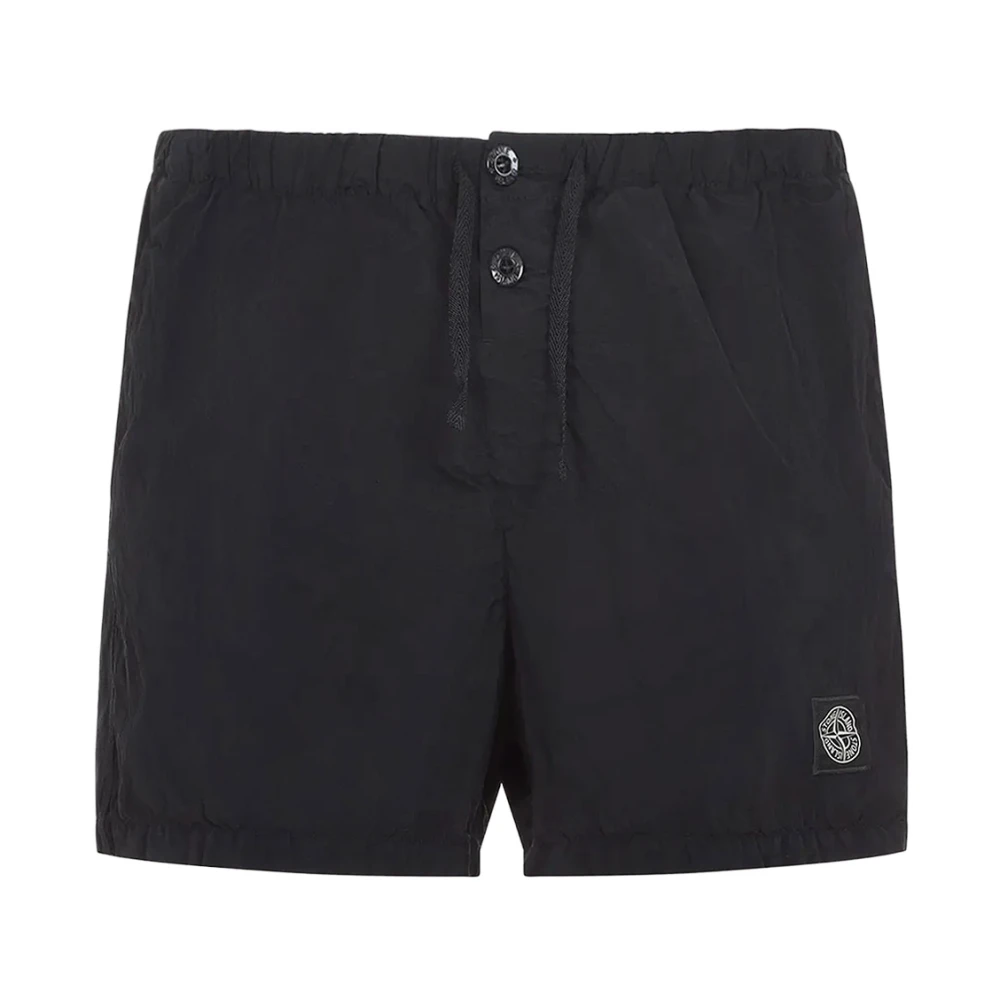 Stone Island Black Beachwear, Male, M, Slim-Fit Swim Shorts