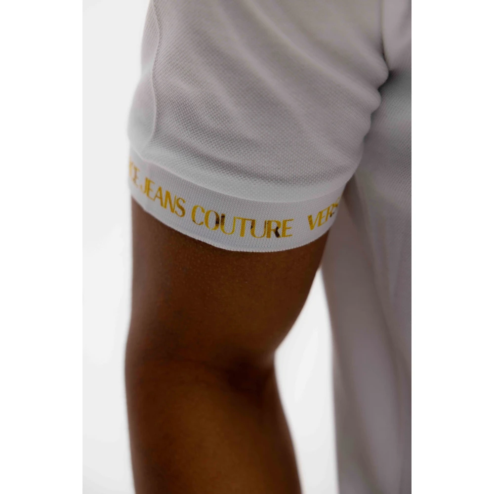 Versace Jeans Couture Gouden en witte heren polo shirt White Heren