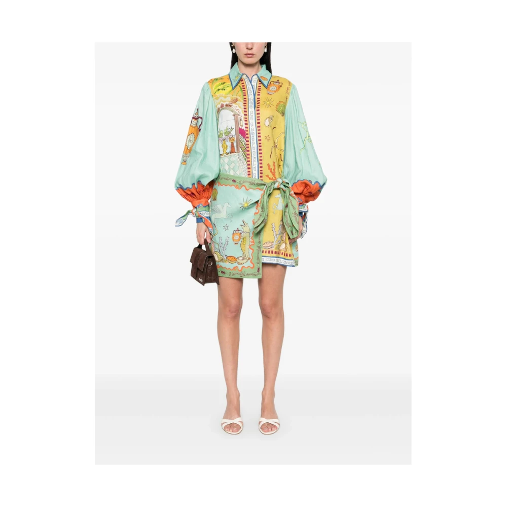 Alemais Groene Jurk met Knoopsluiting en Ceintuur Multicolor Dames