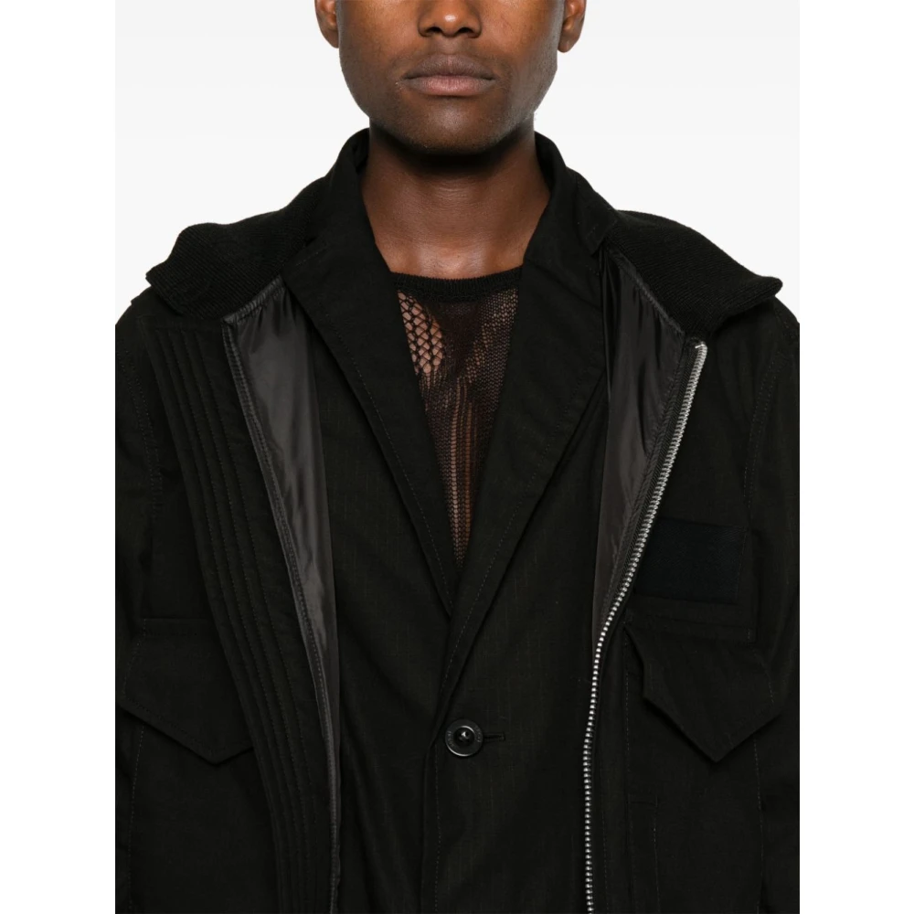 Sacai Zwarte Ripstop Laagjesjas Black Heren