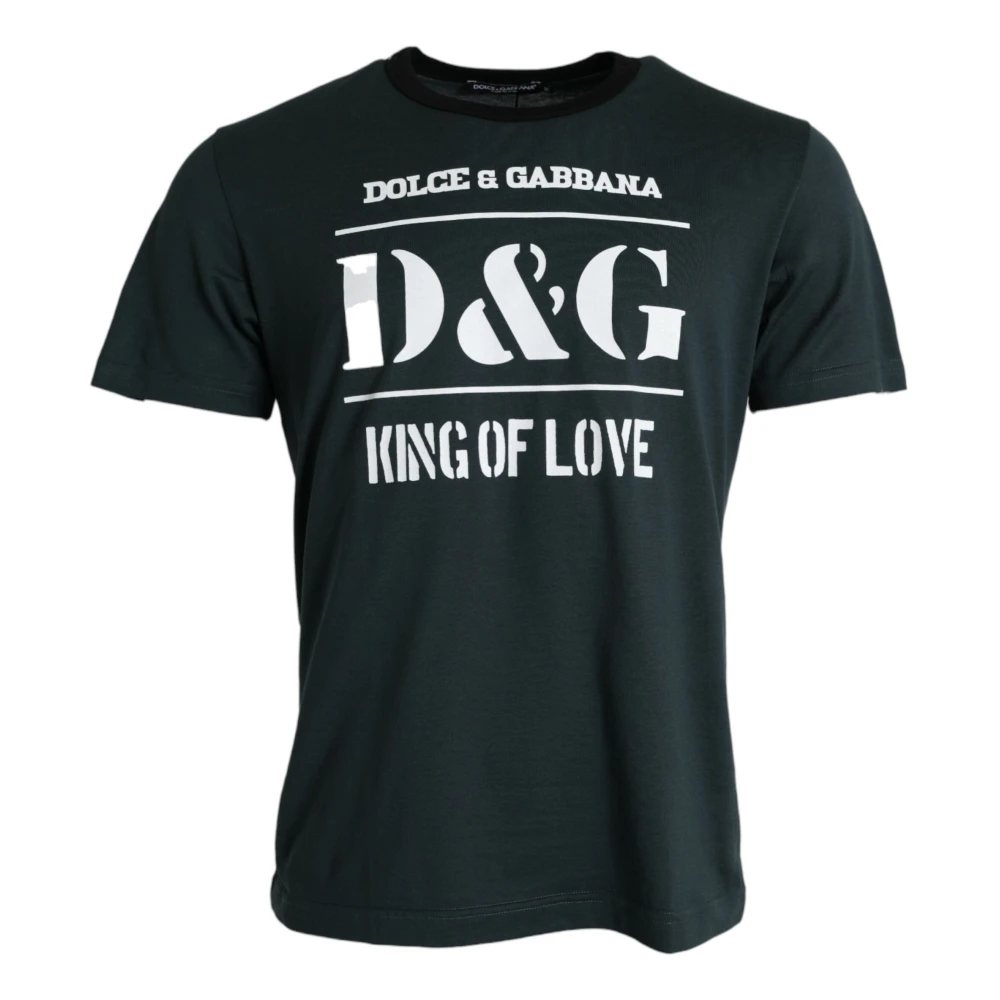 Dolce & Gabbana Blauw Grafisch Print Crew Neck T-shirt Blue Heren