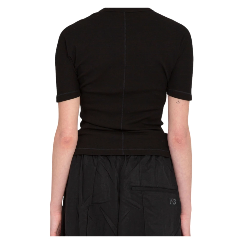 Y-3 Zwarte aansluitende korte mouw tee Black Dames