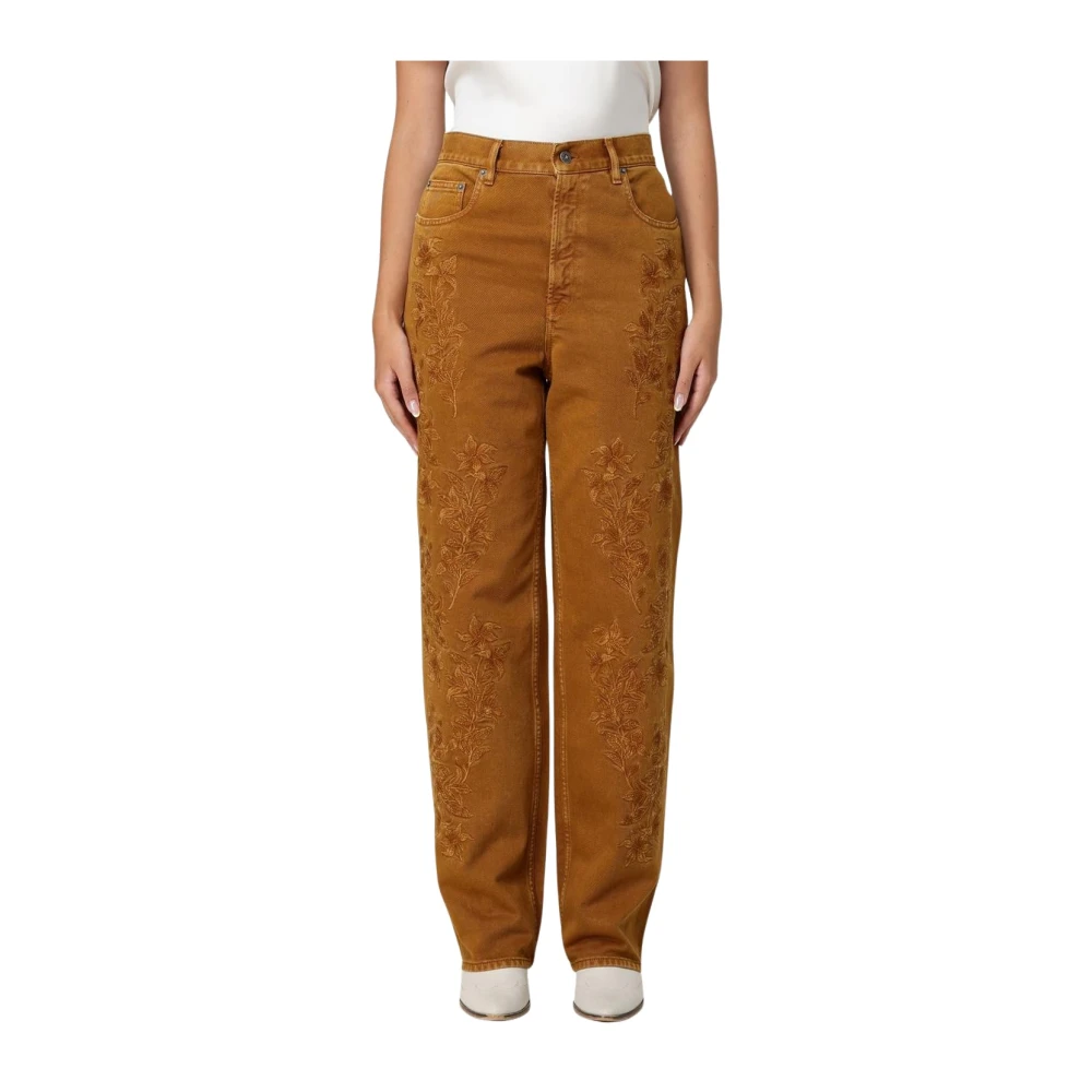 Golden Goose Damen Braun Bestickte Straight Jeans