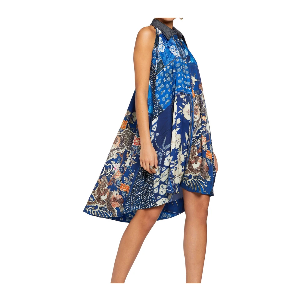 Roberto Cavalli Oriëntaalse Patchwork Mouwloze Jurk Multicolor Dames