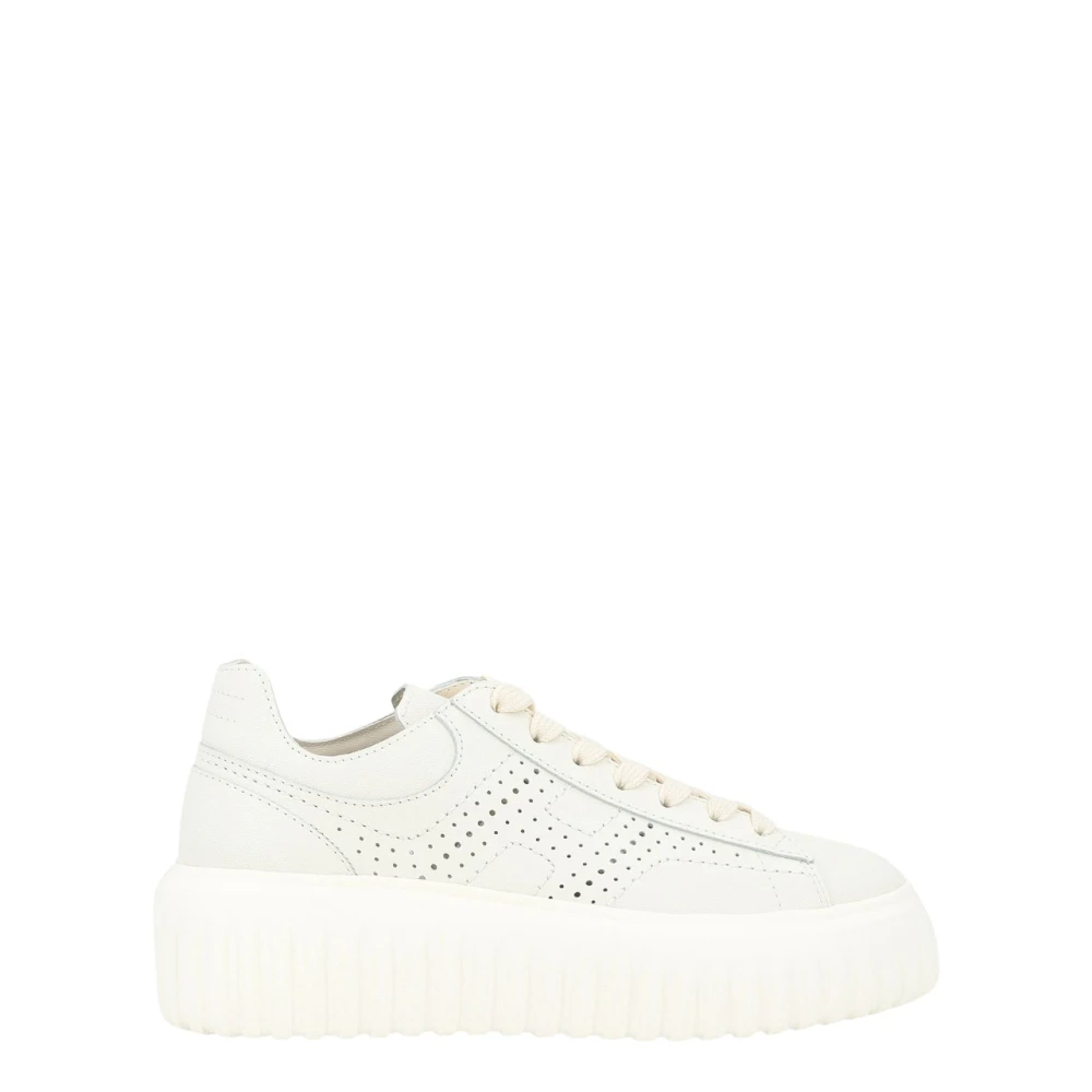 Hogan Gestreept geperforeerde sneakers Dames Schoenen Wit