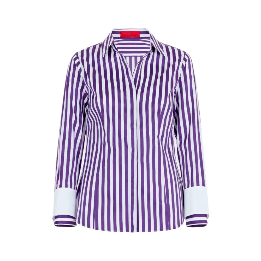 Carolina Herrera Gestreept Katoenen Overhemd Slim Fit Purple Dames